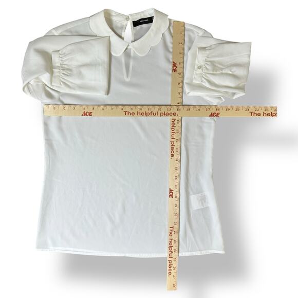 Hallhuber White Long Sleeved Peter Pan Collar Blouse Top Size‎ EUR 36 Business - Picture 3 of 7